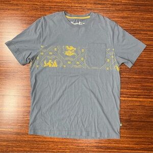 Howler Brothers tshirt grey/blue with gold size medium EUC